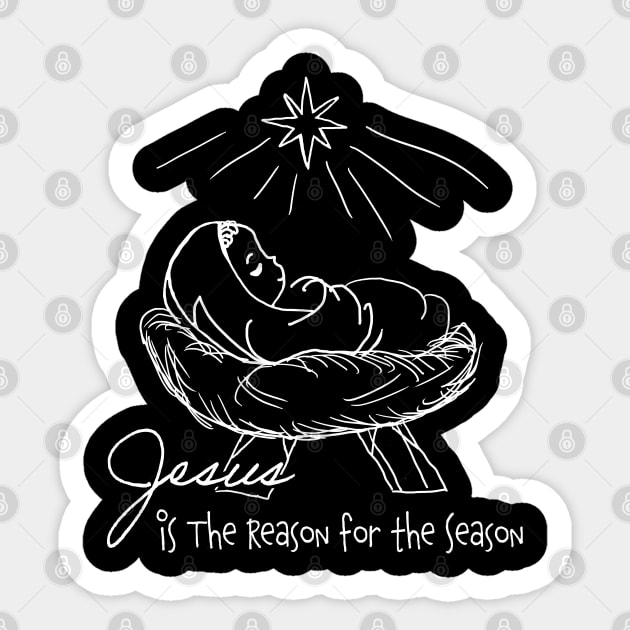 Religious Line Art Christmas Jesus is the Reason for the Season Sticker by Brasilia Catholic